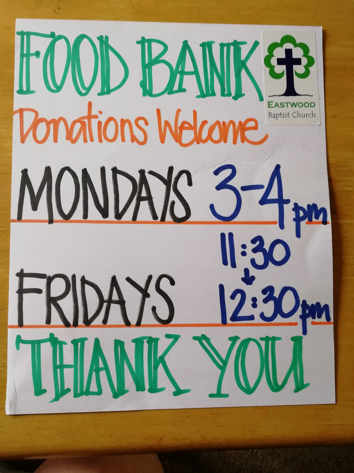 foodbank collection times